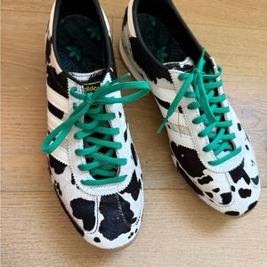 adidas Cow Print Sneakers with Green Laces